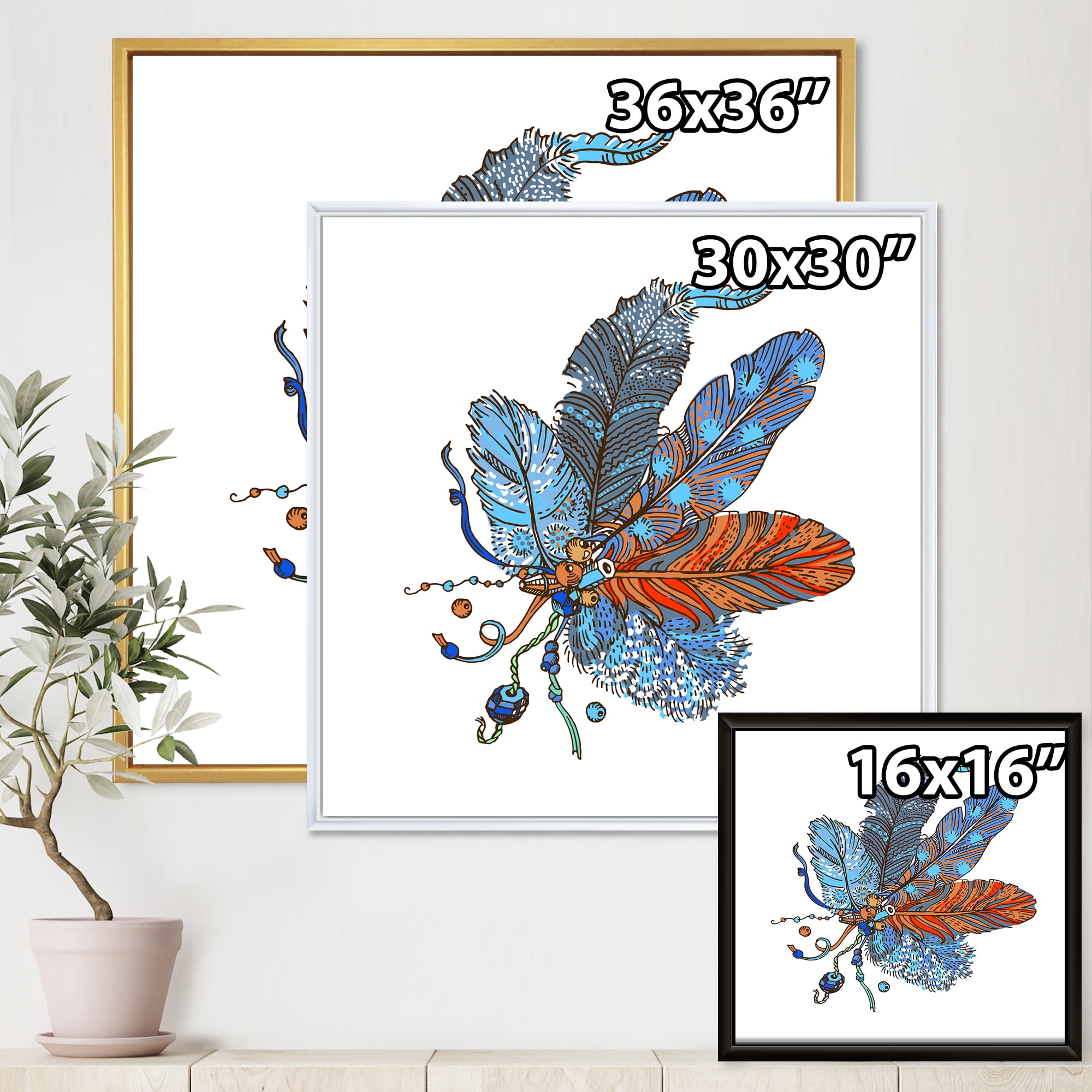 Designart 'Ethnic Boho Art Design' Bohemian & Eclectic Framed Canvas Wall Art Print