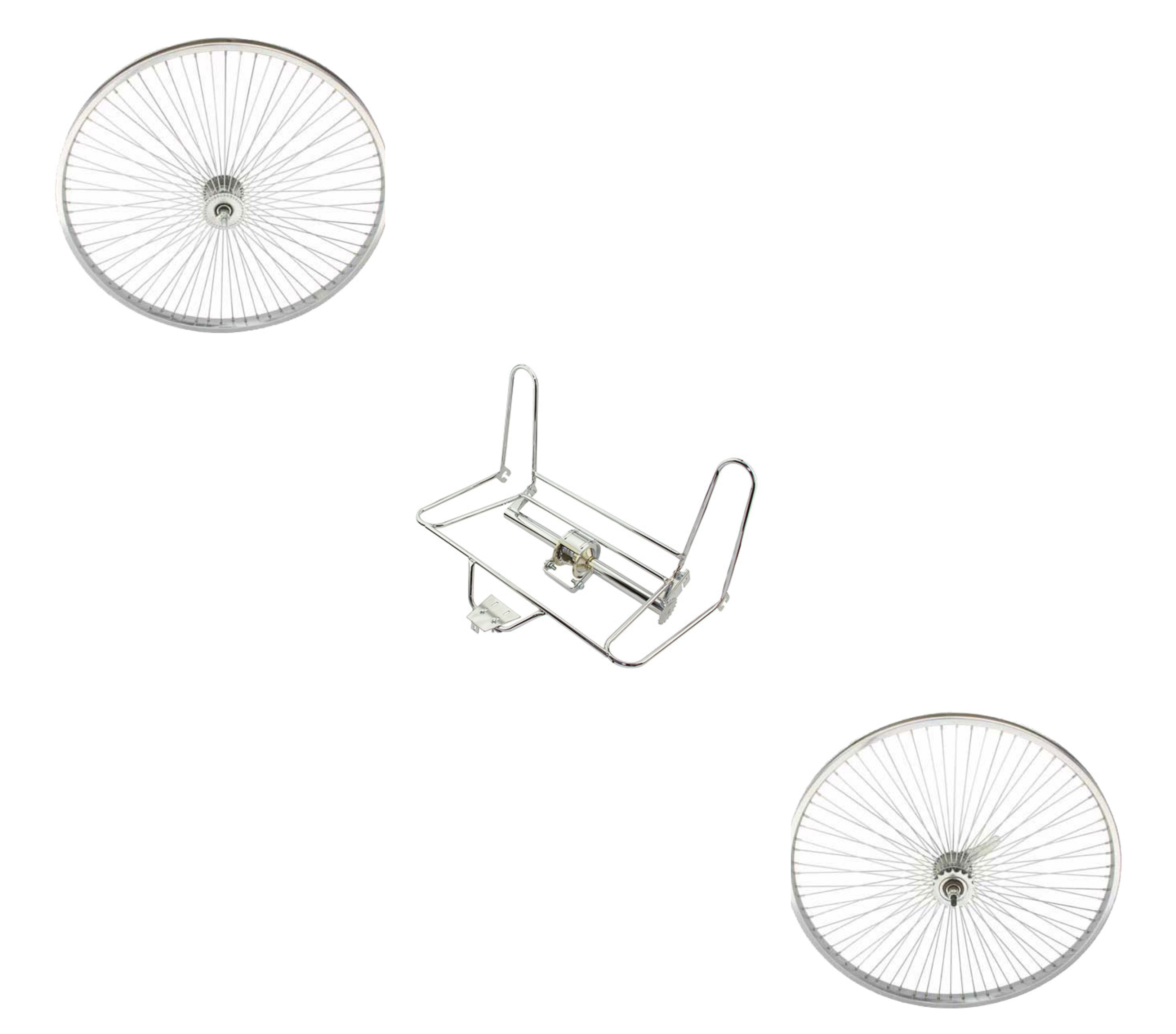 Chrome Lowrider Trike Conversion Kit for 26 inch Bike. Comes with Two