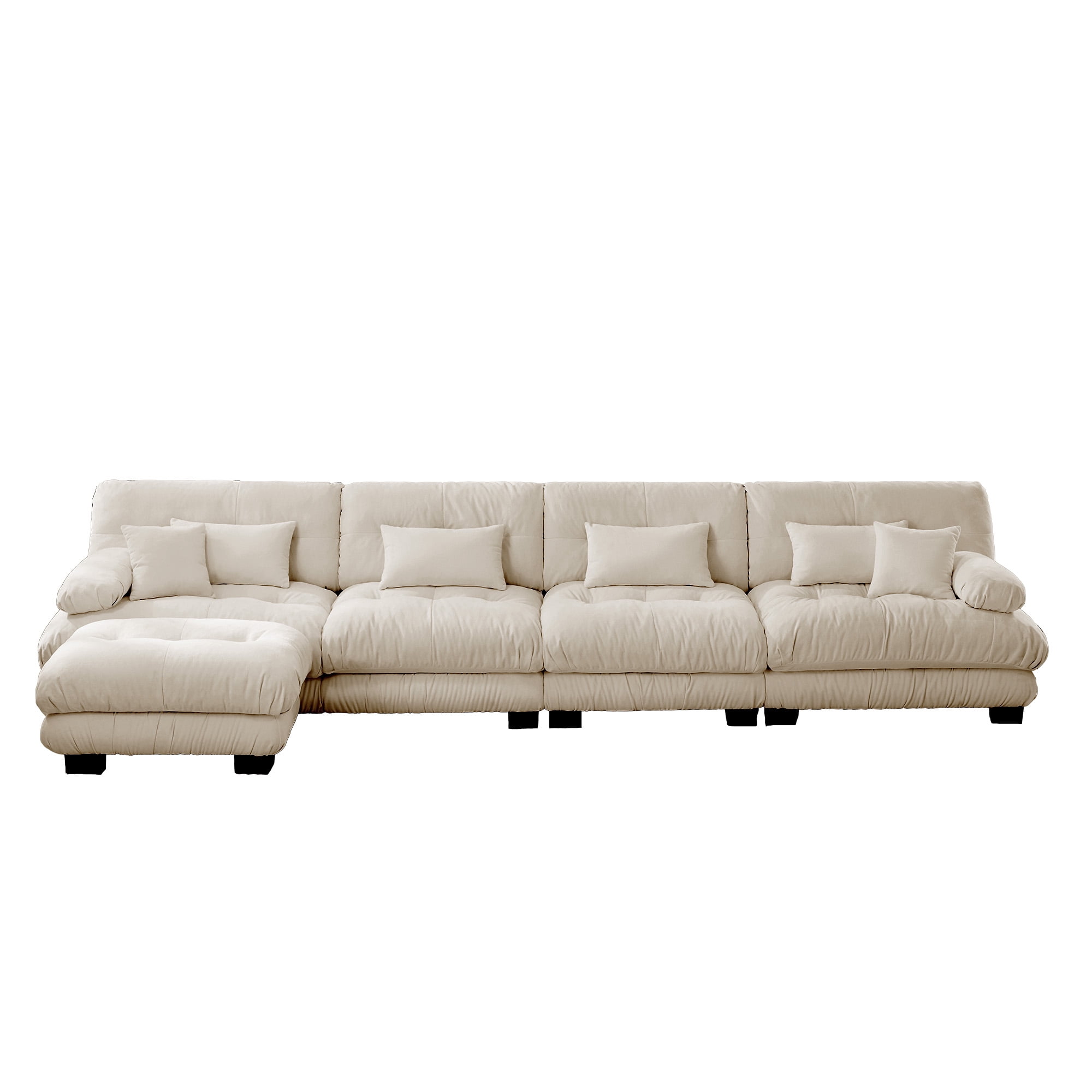 Gewnee White Chenille Cloud Couch 2 Seater Sofa for Living Room, Chenille 2 - Seat sofa with 2 Lumbar pillows and 2 throw pillows,