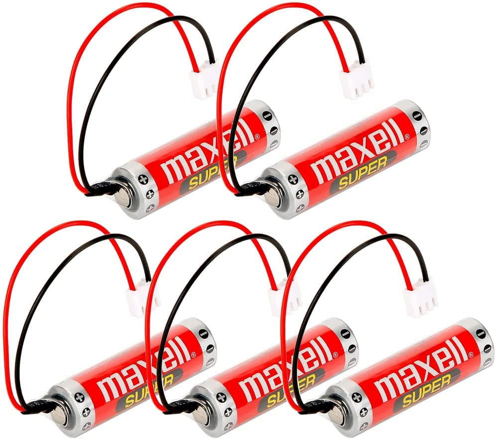 2Pcs ER6C AA PLC Battery 1800mah 3.6V Original MAXELL Replacement for FX F2-40BL FX1N PLC with Plug, ER6C AA/F2-40BL, 14*50.5mm