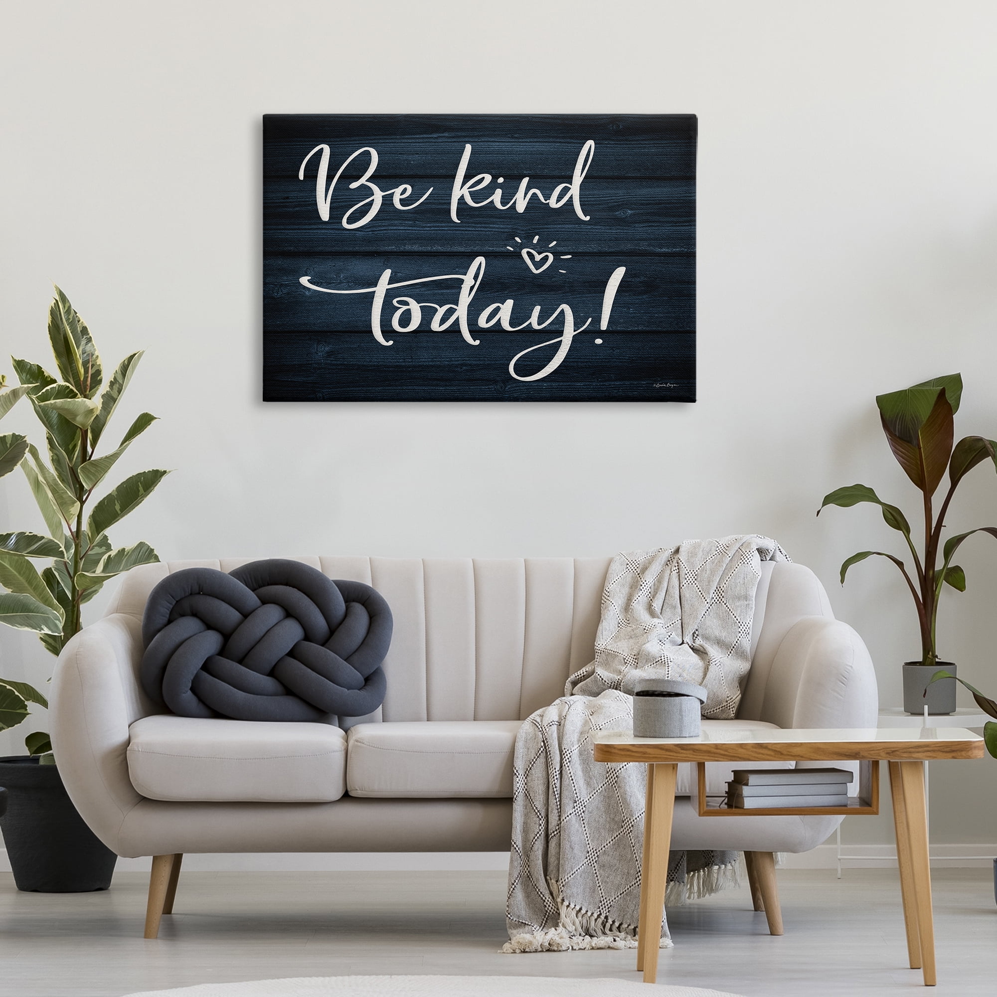 Stupell Industries Be Kind Today Text & Numbers Painting Wrapped Canvas Art Print Wall Art, 36 x 24