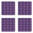 thumbnail image 1 of Rose Coaster Set of 4, Romantic Bouquet Hand Drawn Ink Style Pattern Spring Season Doodle Design, Square Hardboard Gloss Coasters, Standard Size, Purple and Lavender, by Ambesonne, 1 of 2