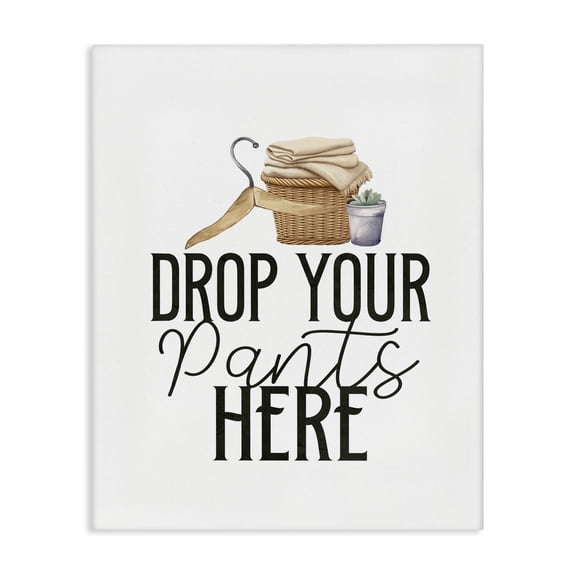 Drop Your Pants Here Minimal Canvas Wall Art, design by Kim Allen