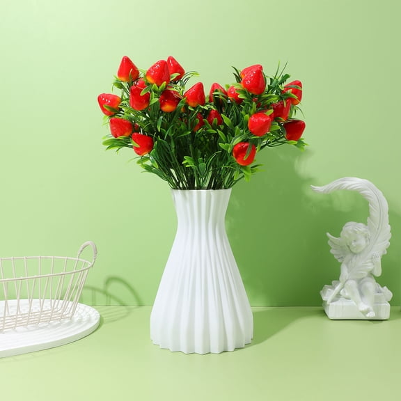 Toyandona 3Pcs Artificial Strawberry Branch Bouquet Red PVC Decorative Festival Accessory