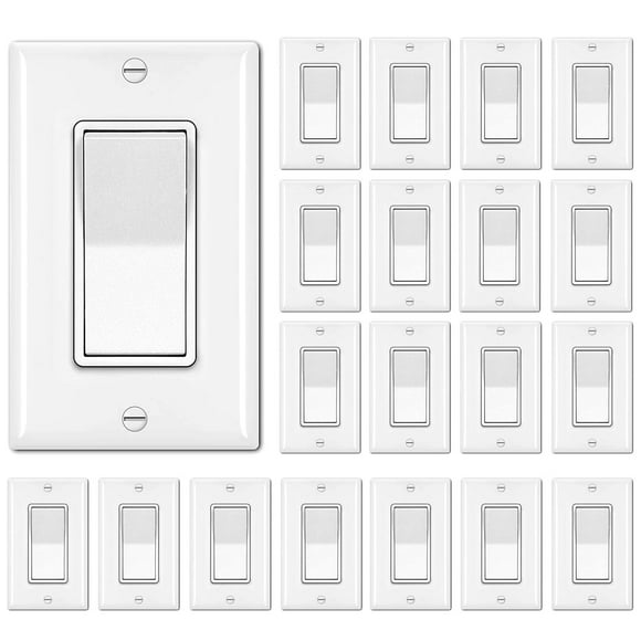 Interruptor de luz de pared unipolar BESTTEN, paquete de 20, 15 A 120/277 V