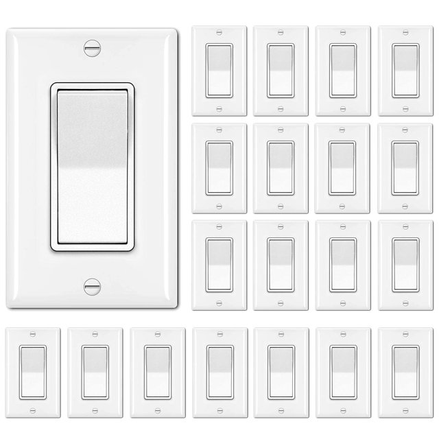 Interruptor de luz de pared unipolar BESTTEN, paquete de 20, 15 A 120/277 V