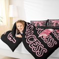 thumbnail image 3 of spefrowx Watercolor Bow King Bedding for Teens, Black Pink Princess Lettering King Bed in a Bag, Black Reversible, 7pcs, 3 of 6