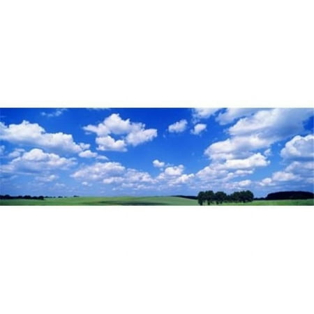 Panoramic Images PPI37354L Cumulus Clouds With Landscape Blue Sky Germany USA Poster Print by Panoramic Images - 36 x 12