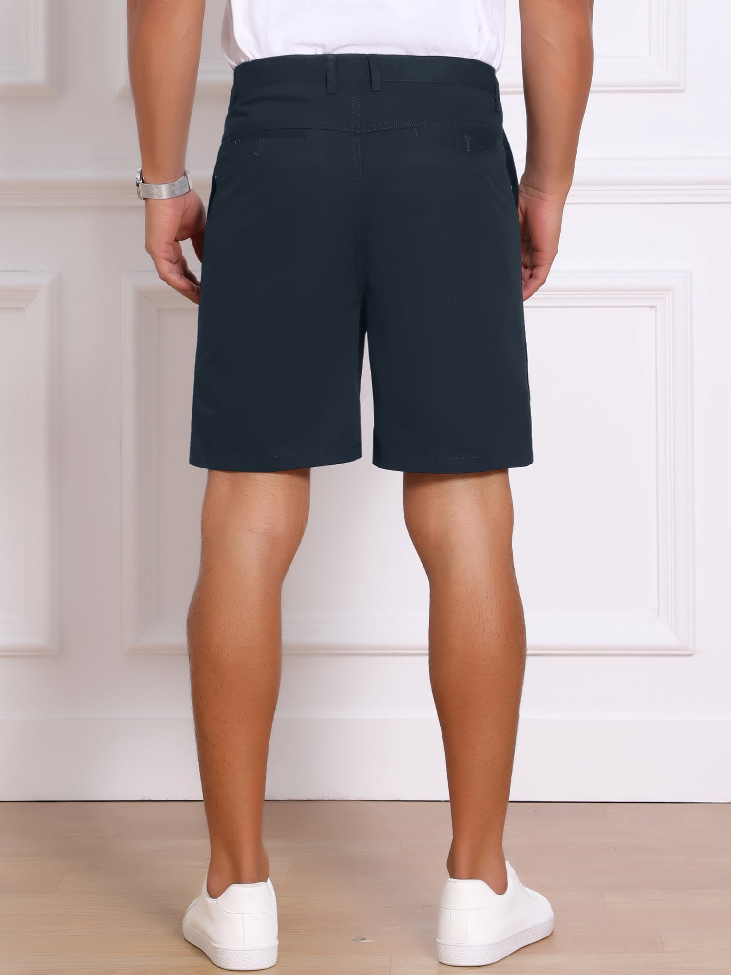 DARING DIVA Men's Above Knee Short Pants with Pockets Mid Waisted Shorts 30 Dark Blue