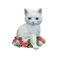 thumbnail image 1 of Estatua de gato decorativa de resina blanca para jardín., 1 of 14