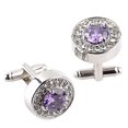 thumbnail image 4 of 1 Paire de Boutons de Manchette Classiques en Alliage avec Strass Boutons de Manchette Ronds, 4 of 9