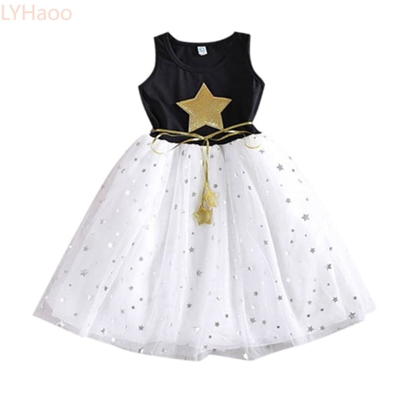 LYHaoo Toddler Girls Mesh Tutu Dress Cute Sleeveless Princess Party Dresses,Girls A Line Dresses Sizes 3-4 Years Black