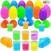 TOYIFY 24 PCs Filled Easter Eggs with Mini Glitter Putty Slime, Bright Colorful Easter Eggs Prefilled with Various Ultimate Silly Fluffy Slime for Kids