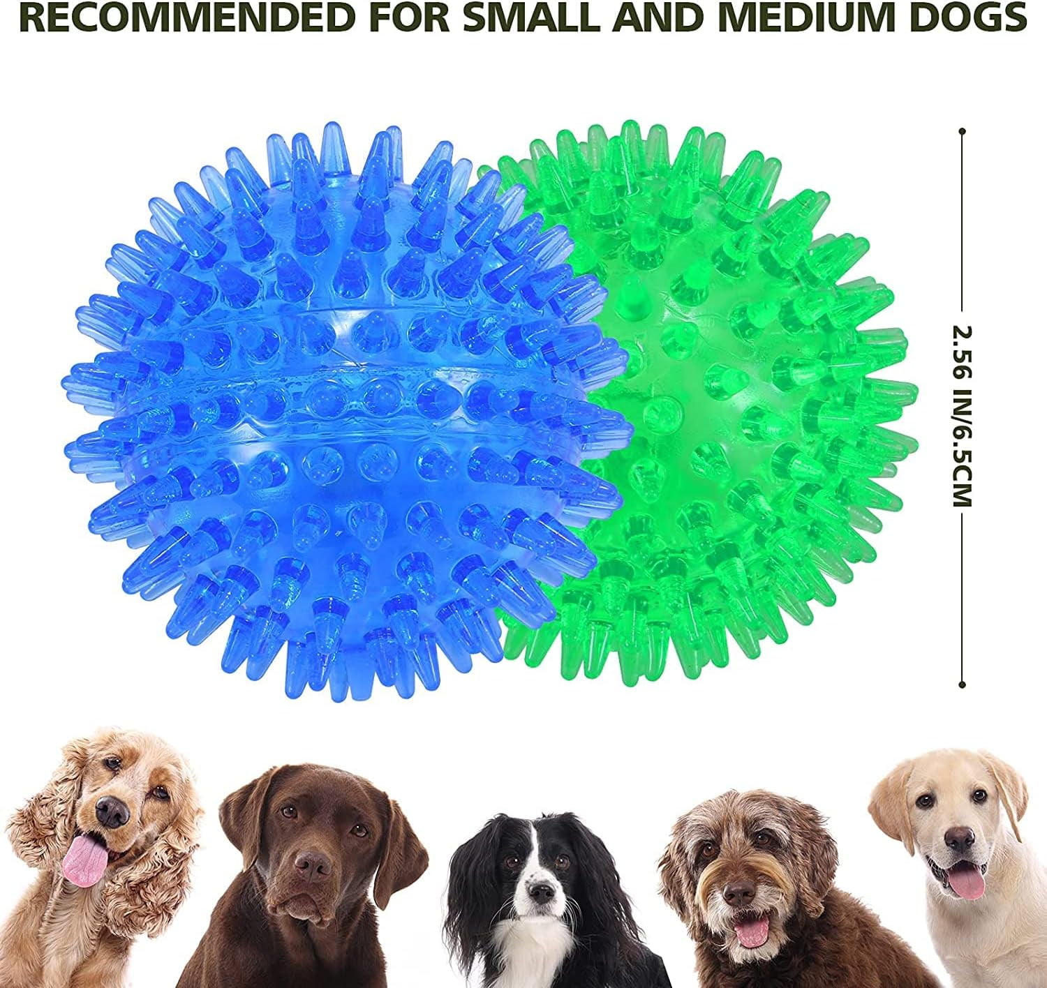 6 Pack 2.5” Squeaky Dog Toy Balls, Floating Dogs Pool Balls, Spiky Dog Balls, Durable Interactive Fetch Toys for Puppy, Dog Chew Toys for Teething (2.5", Small Dog)
