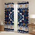 thumbnail image 2 of Feelyou Aztec Black Out Curtains, Navy Damask Triangle Curtains Pack of 2 (42x63 Each), 2 of 6