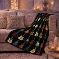 thumbnail image 6 of Colorful Guitar Icons on Dark Background, Playful Retro Music Pattern for Guitar Lovers, Father's Day Gift, Soft Flannel Blanket for Game Room and Office, Retro Home Decor, 6 of 9