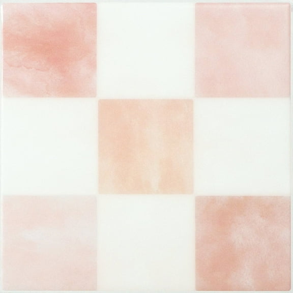 Smart Tiles Peel and Stick Backsplash, 5 Adhesive Tiles, Damier Pink/White, 7.75"x7.75"
