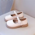 thumbnail image 3 of Viluyesy Girls Pearl Bow Mary Jane Shoes, Toddler Patent Leather Soft Sole Flats, Non Slip Hook Loop Casual Dress Shoes for School Beige Size 10.5 Little Kid, 3 of 10