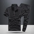 thumbnail image 5 of Conjunto de pantalones deportivos lisos para hombre, conjunto de camiseta y pantalones de nailon negro para hombre, conjuntos de dos piezas coreanos de lujo y elásticos sueltos, talla 5xl y xl, 5 of 5