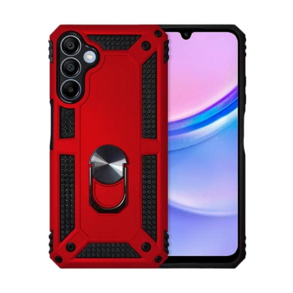 Funda Uso Rudo Con Anillo Magnético Cely Vesmir Para Samsung A15 Rojo Más 2 Micas De Cristal