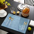 thumbnail image 4 of Slate Blue Solid Color Placemats Set of 2, Minimalist Vintage Linen Texture Washable Wipeable Table Mats for Dining Tables, Indoor Outdoor Kitchen Place Mats for Holiday Party Table Decor, 4 of 9