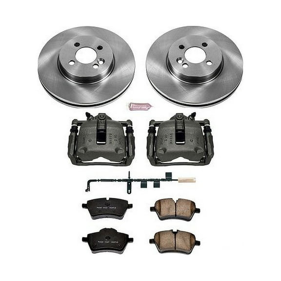 PowerStop Front Stock Replacement Brake Pad and Rotor Kit with Calipers Fits: MINI COOPER Select Models KCOE6068