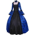 thumbnail image 1 of Vestido largo de otoño-invierno para mujer, estilo medieval, gótico, retro, con estampado floral, vestido de fiesta, estilo palaciego, con encaje, costura, mangas de trompeta, vestido de, 1 of 5