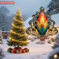 thumbnail image 2 of Stylish Metal Hanging Christmas Tree Wind Spinner - Flame Design with Floral Motif Teal Background Black & Gold Accents for Garden Decor, 2 of 7