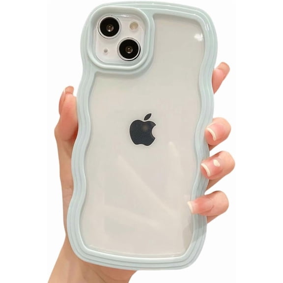 Candy Color Wavy Border Transparent Shockproof Phone Case for iPhone 14 15 Plus 11 12 13 Pro Max Soft Protective Back Cover(for iPhone 11Pro Max/Mint Green)