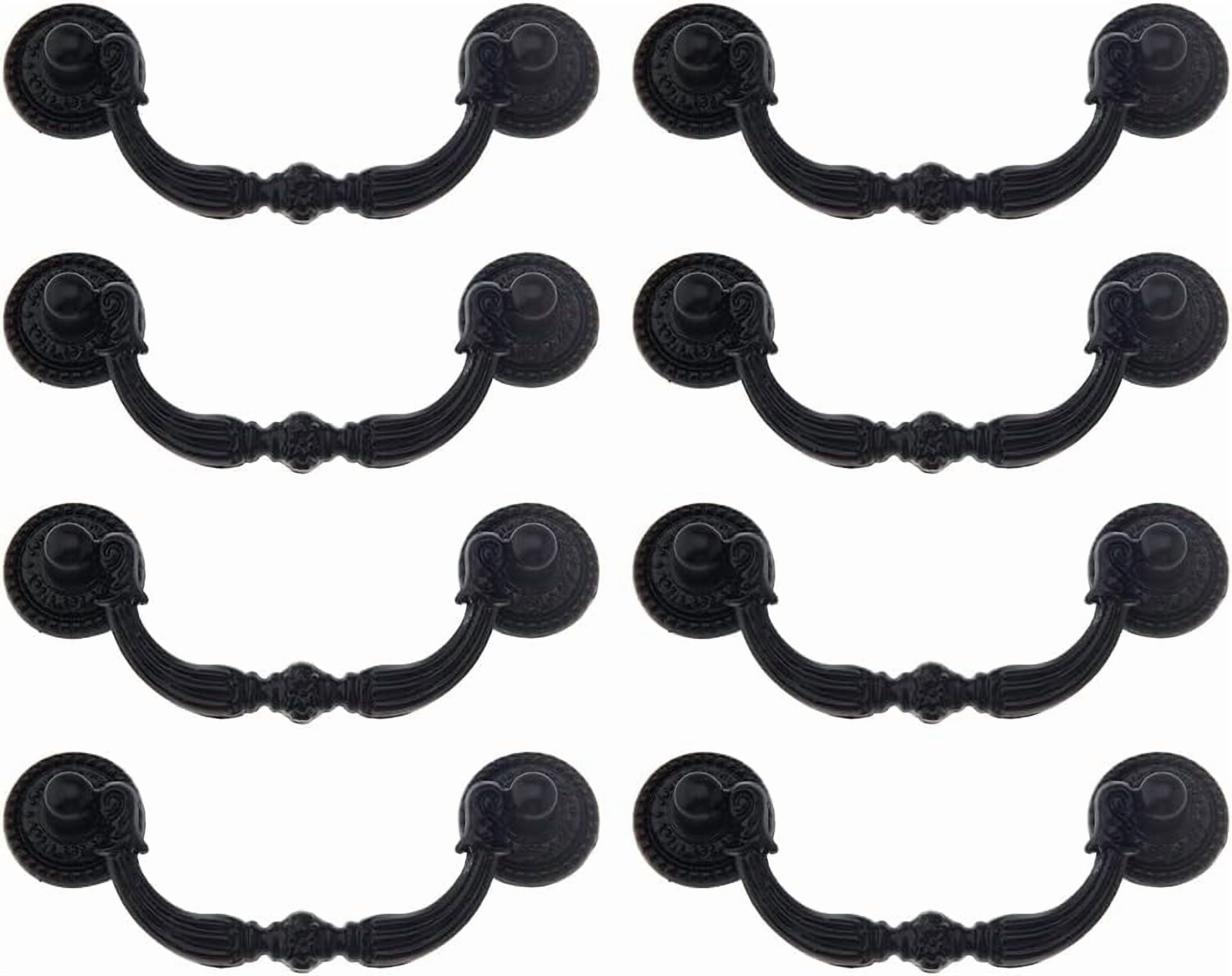 8 Sets Vintage Bail Pull Handles 3.74inch Hole Center Black Handles Alloy Drop Pulls Decorative Cabinet Pull Swing Dresser Pulls Handle DIY