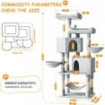 thumbnail image 3 of PRZL Cat Tree, 58 Inch Cat Tower for Indoor Cats, Activity Center Multi-Level Cat Tree Tower with Cat Scratching Post & Hammocks & Top Perch & Dangling Ball & Cat Condo, Light Gray, 3 of 14