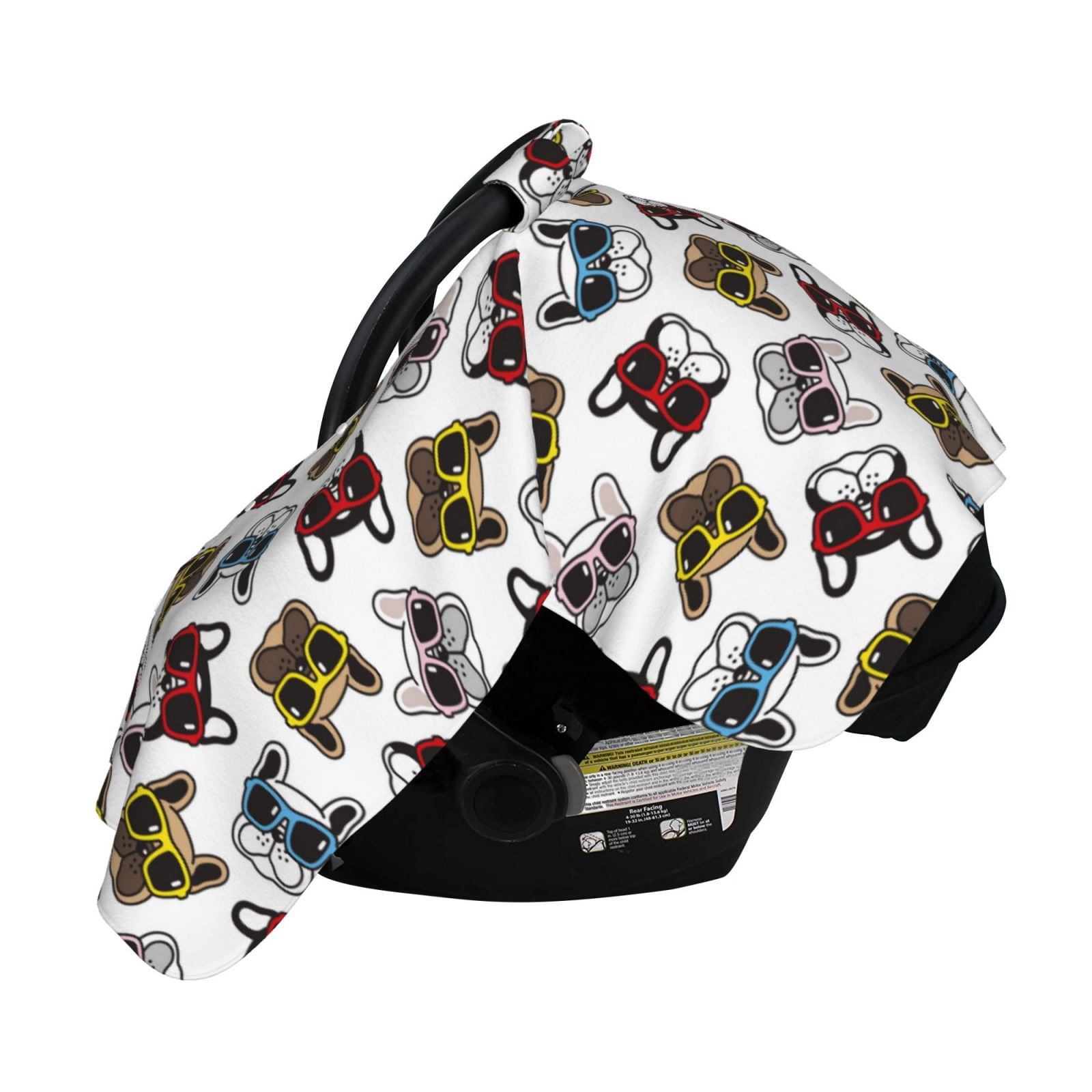 Naloa Bulldog Sunglasses Face Baby Car Seat Cover, Breathable Baby Carrier Cover, Multiuse Baby Carrier Cover & Nursing Breastfeeding Cover