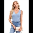 thumbnail image 3 of Camiseta Sin Mangas de Entrenamiento Informal de Verano para Mujer, con Cuello en V, Color Azul S, 3 of 10
