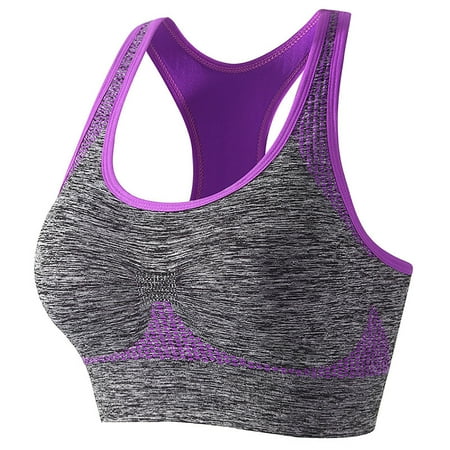 Elainilye Fashion Wireless Bras For Women Sports Bra Fitness Running Shockproof Yoga Tank Top Wirefree Comfort Training Bra Purple