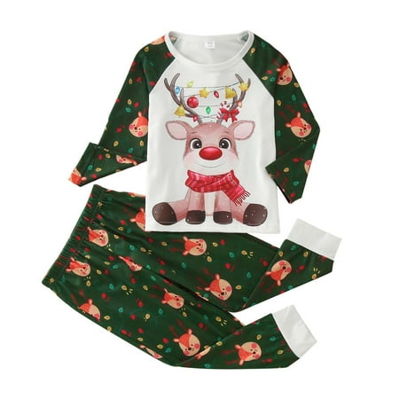 

Family Picture Outfits Casual Christmas Parent Child Big Headed Deer Christmas Snowman Print Home Wear Set Family Gathering Casual Pajamas Set Green 5 Years - 6 Years