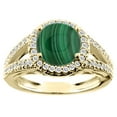 thumbnail image 1 of 10K Yellow Gold Natural Malachite Ring Round 8mm Diamond Accent, size 9, 1 of 4