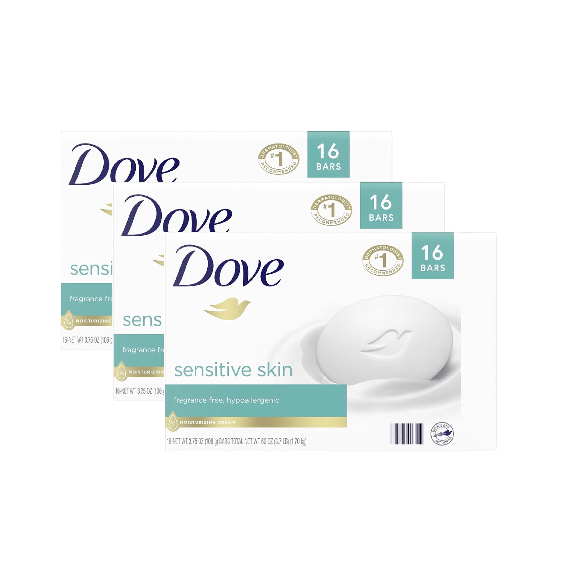 Dove Beauty Bar, Sensitive Skin (3.75 oz., 16 ct.) 3PK