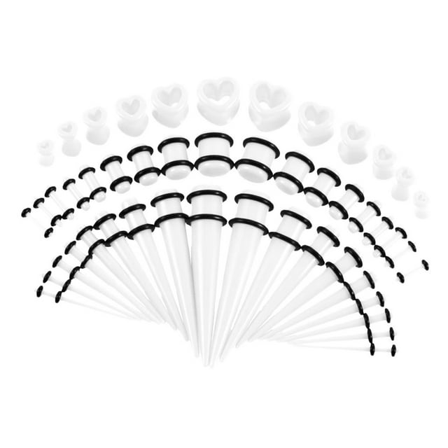 Juego de estiramiento de orejas de 48 Piezas de Acrílico Perfecl 14G-0000G