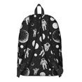 thumbnail image 3 of Astronaut and Moon Black Pattern Backpack for School, Cute School Bag with Adjustable Shoulder Straps and Padded Back, 15.7"x11.8"x5.5", 3 of 5