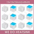 thumbnail image 2 of 15x15x15mm Without or With Thermal Pad Small Cube Size Silver Slotted Aluminum Heatsink Cooler Radiator Silver Without Pad 20pcs, 2 of 6