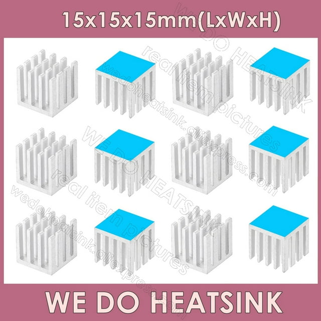 15x15x15mm Without or With Thermal Pad Small Cube Size Silver Slotted Aluminum Heatsink Cooler Radiator Silver With Pad 10pcs