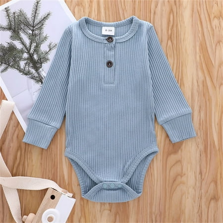 

Hunpta Infant Kids Toddler Newborn Baby Girls Boys Long Sleeve Solid Ribbed Romper Bodysuit Outfits Clothes