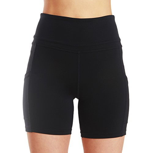 Women's High Waisted Yoga Shorts Tummy Control 4 Way Stretch with Side Pockets 