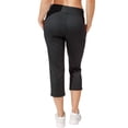 thumbnail image 4 of Reflex 90 Degree Women's Elastic Waist Pull On Athletic Travel Capri Pants (Black, L), 4 of 5