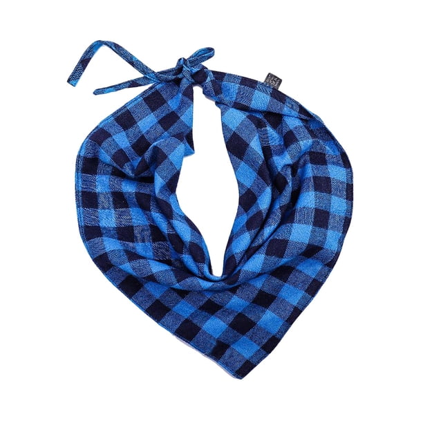 Toalla de Saliva Gloria Bufanda Reversible con Estampado de Cuadros Azul