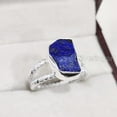 thumbnail image 5 of Natural Lapis Lazuli Ring, Rough Lapis Lazuli Ring, Afghani Lapis, Twisted Double Band, 925 Sterling Silver, Womens Ring, Christmas, Thanksgiving, Handmade, Statement Jewelry, Rough Gemstone Jewelry, 5 of 6