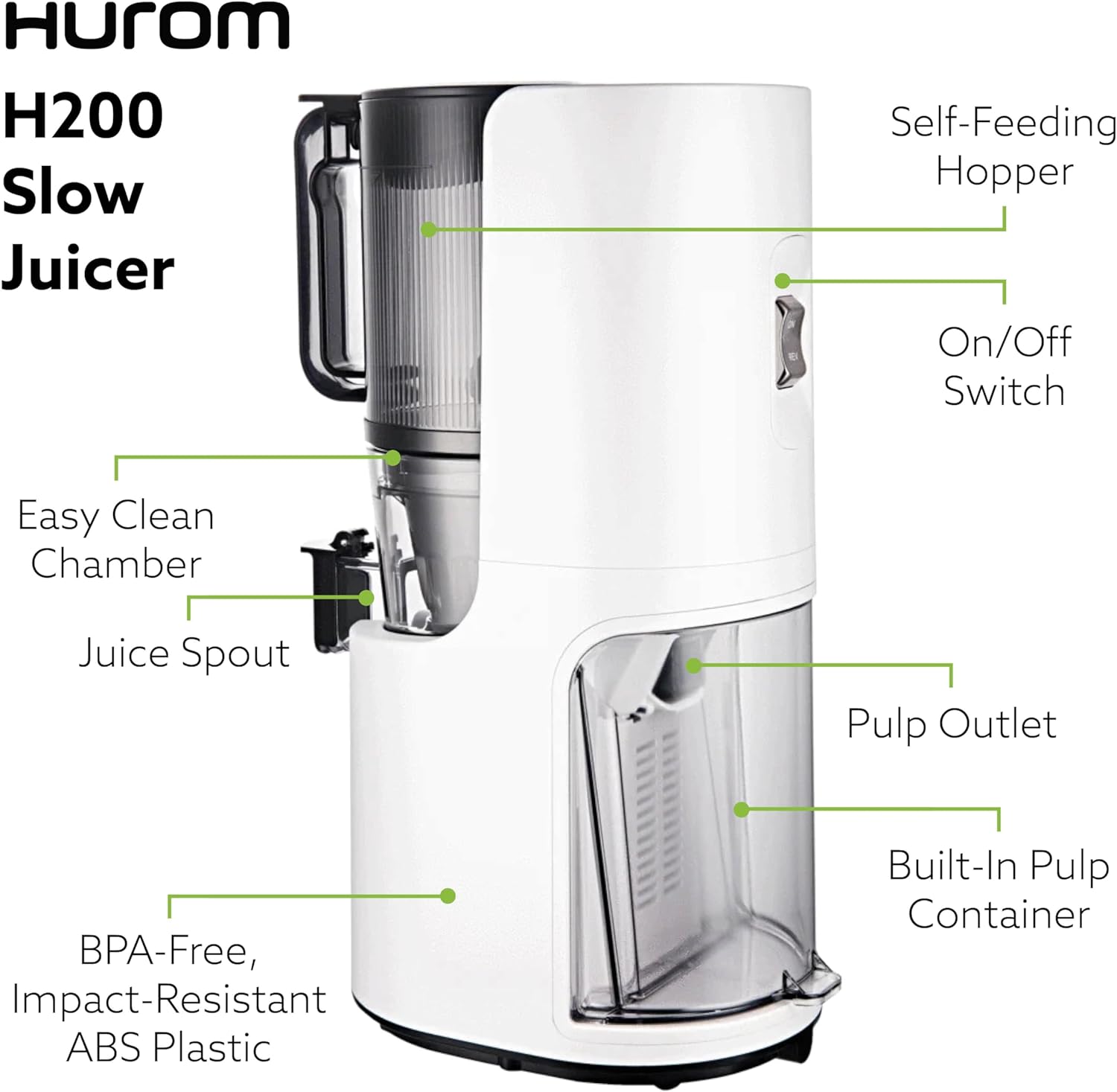 Hurom Slow Juicer ホワイト　H-200 Shop H200 Easy Clean Slow Juicer | Official Hurom Store