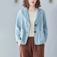 thumbnail image 2 of Three Quarter Sleeve Cotton And Linen Small Suit Short Coat Autumn New Women's Thin Linen Small Cardigan Top For Women, 2 of 7