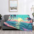 thumbnail image 2 of Fotbe Retro Palm Beach Sunset Manta de Franela con Estampado, Manta Ultrasuave para Cama, Sofá, Auto, Hipoalergénica y Antibolitas-40"x30", 2 of 6