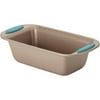 Rachael Ray Cucina Nonstick Bakeware Bread/Meat Loaf Pan, 9" x 5", Latte Brown, Agave Blue Handle Grips